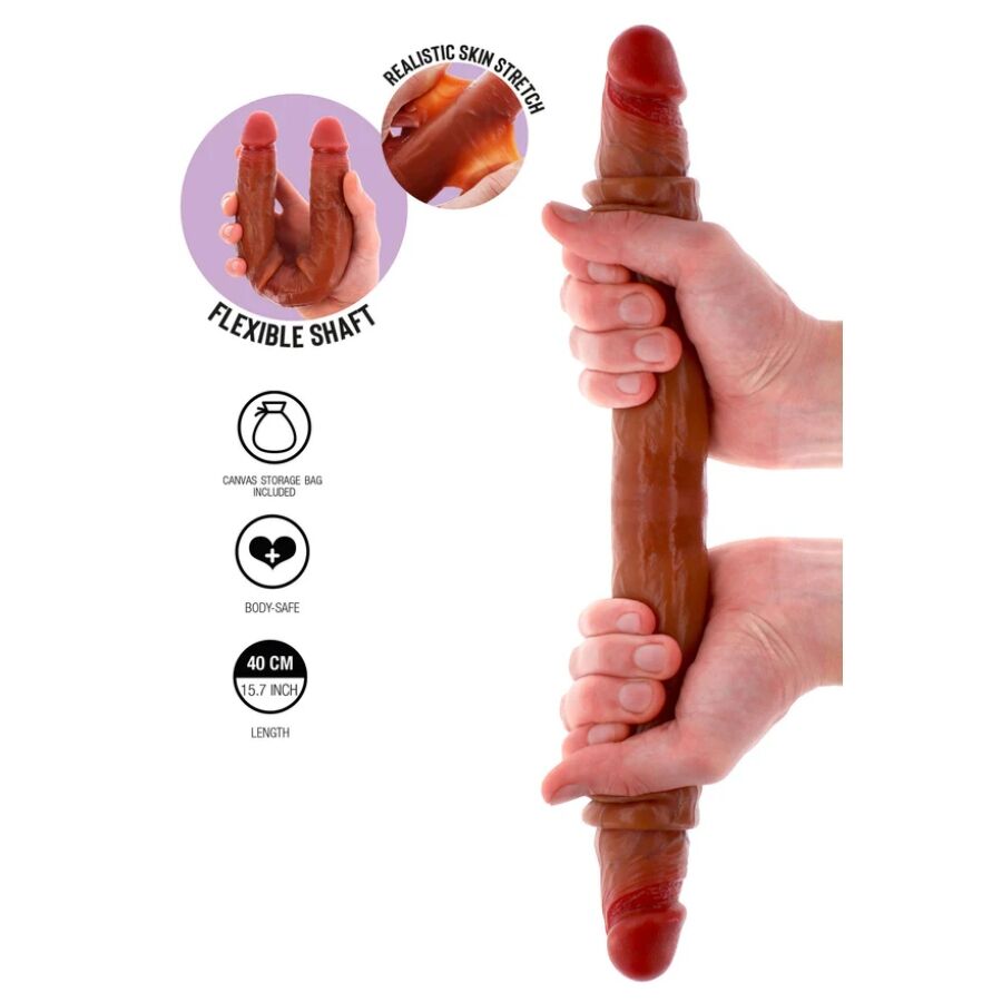 GET REAL - GODEMICHET EN SILICONE À DOUBLE EXTRÉMITÉ CARAMEL 40 CM