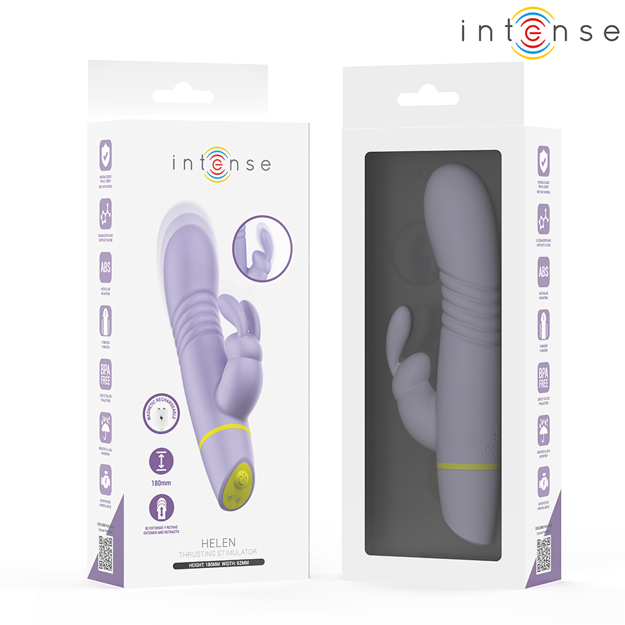 Vibromasseur Rabbit à Poussée Helen Va-et-Vient 5 Modes Rechargeable - Intense
