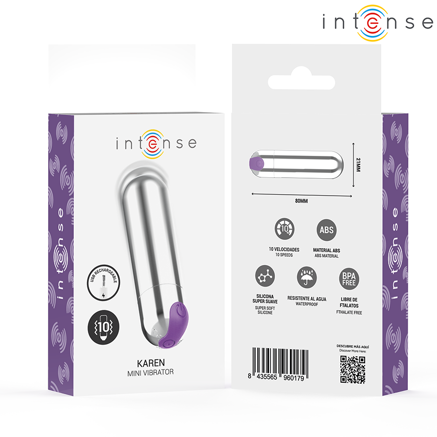 Vibromasseur Mini Bullet Karen Rechargeable 10 Modes Étanche - Intense