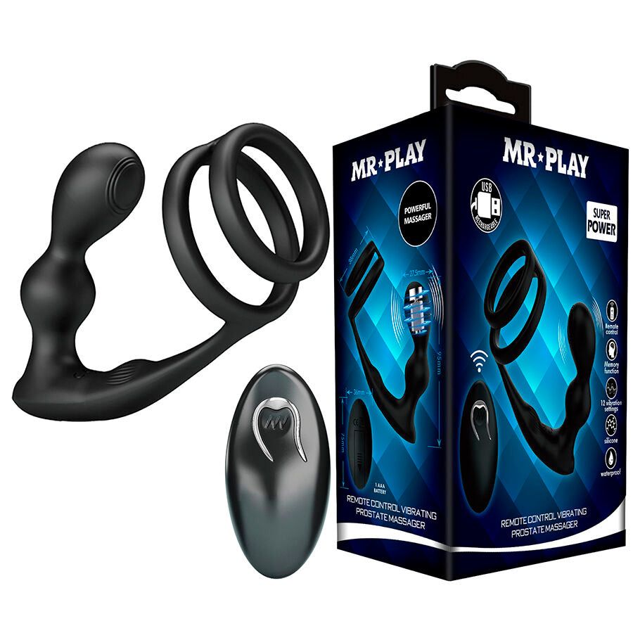 Plug Anal Vibrant Cockring Prostate 12 Modes Télécommande Rechargeable - Mr Play