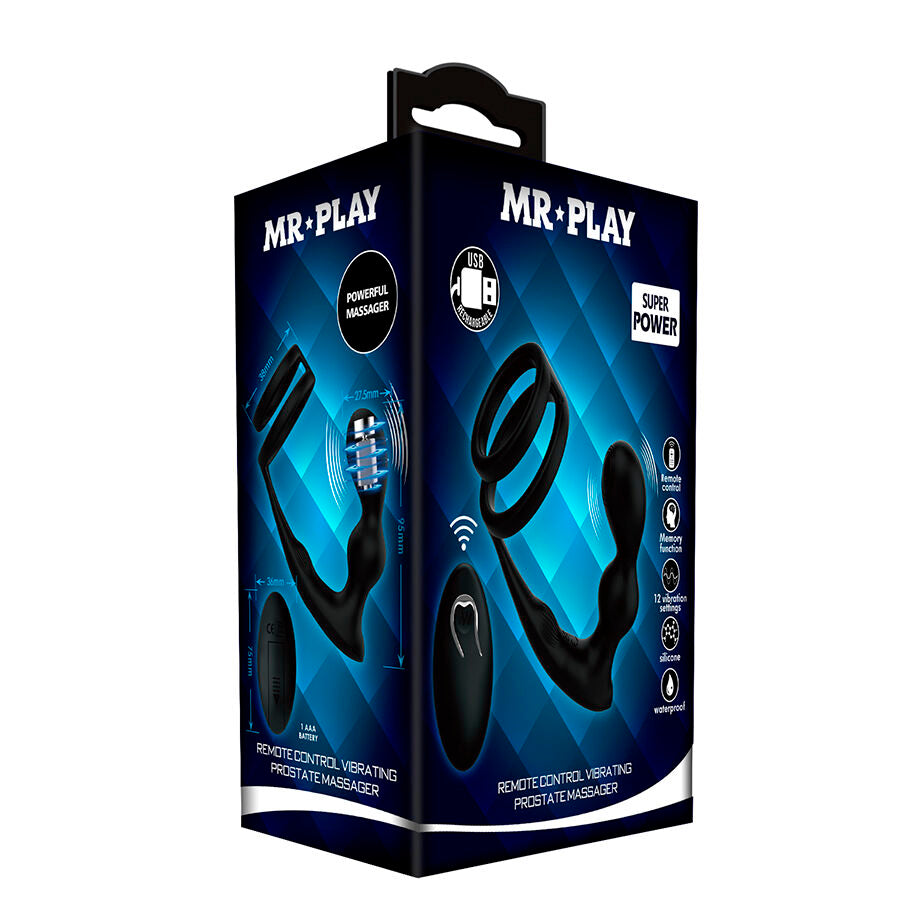 Plug Anal Vibrant Cockring Prostate 12 Modes Télécommande Rechargeable - Mr Play