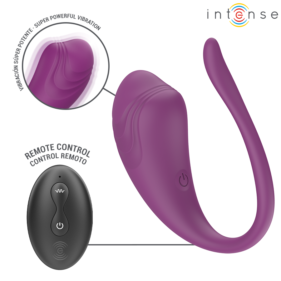 Œuf vibrant Olivia Intense violet et sa télécommande, zoom sur les reliefs