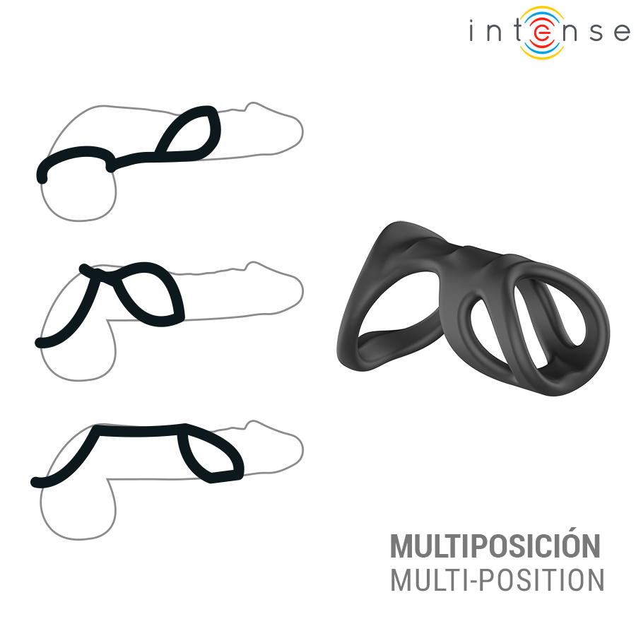 Cockring Double Anneau Liam avec Extension Stimulante Flexible - Intense