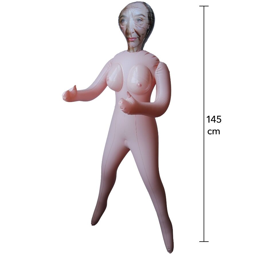 Poupée Gonflable Horny Granny 3 Orifices 145 cm - Hidden Desire