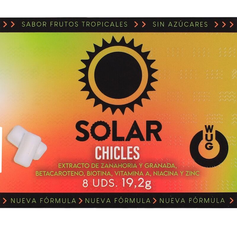Chewing-Gum Énergie Wug Solar Vitamines Zinc Fruits Tropicaux 8 Unités