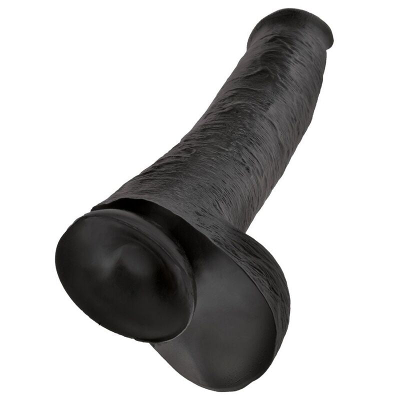 Dessous du gode XXL King Cock noir avec la ventouse et les testicules