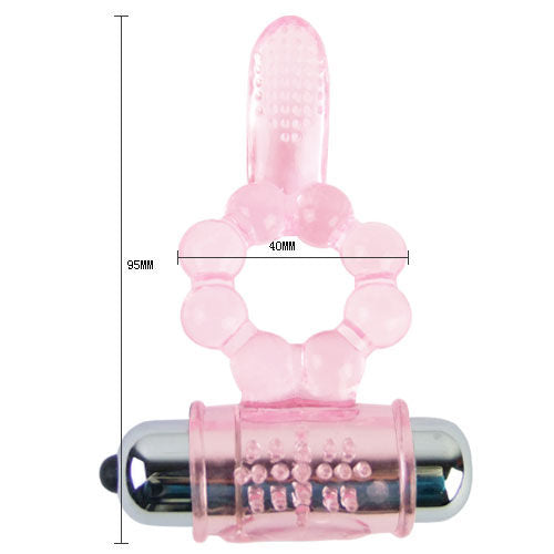 Anneau silicone 10 rythmes de langue avec vibration rose