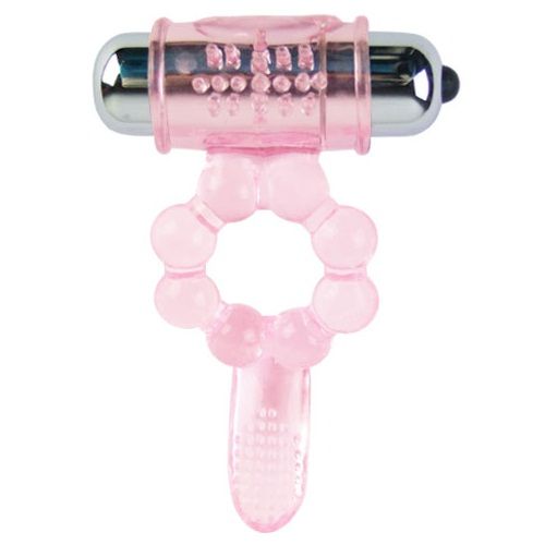 Anneau silicone 10 rythmes de langue avec vibration rose