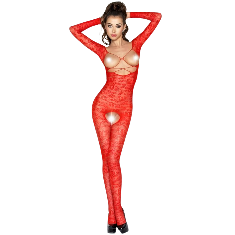 Femme bs031 bodystocking rouge taille unique