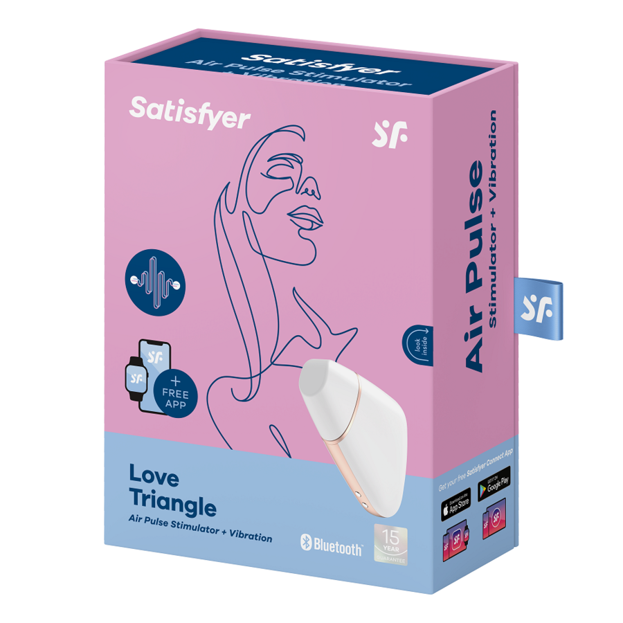 SATISFYER - STIMULATEUR ET VIBRATEUR AIR LOVE TRIANGLE BLANC