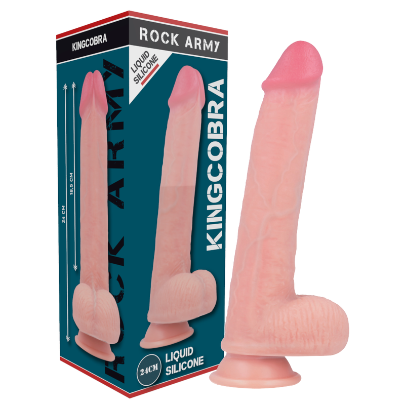 ROCKARMY - ARN S + GODE EN SILICONE LIQUIDE PREMIUM KINGCOBRA 24 CM -O- 4.77 CM