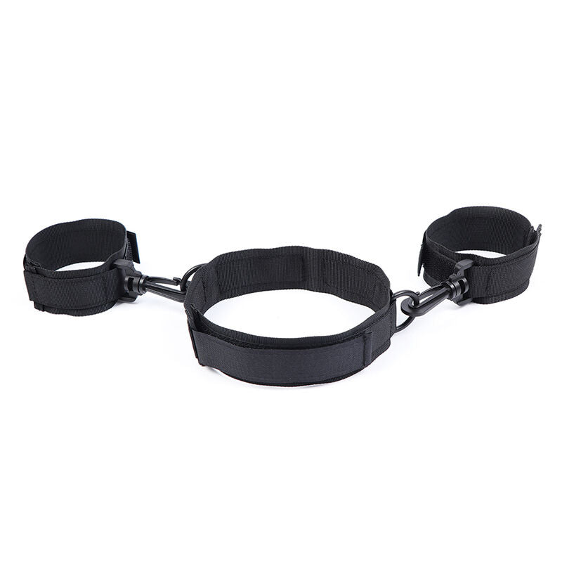 Kit BDSM Menottes et Collier Nylon Réglable Velcro Taille Unique - Ohmama