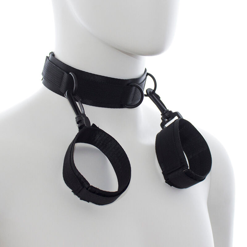 Kit BDSM Menottes et Collier Nylon Réglable Velcro Taille Unique - Ohmama
