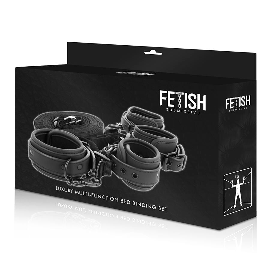 Kit Bondage de Lit Menottes Doublure Néoprène Cuir Vegan - Fetish Submissive