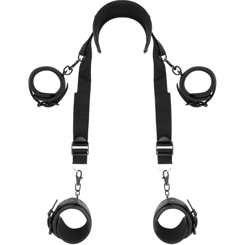 Kit Contention Position Maître 4 Menottes Néoprène Cuir Vegan - Fetish Submissive
