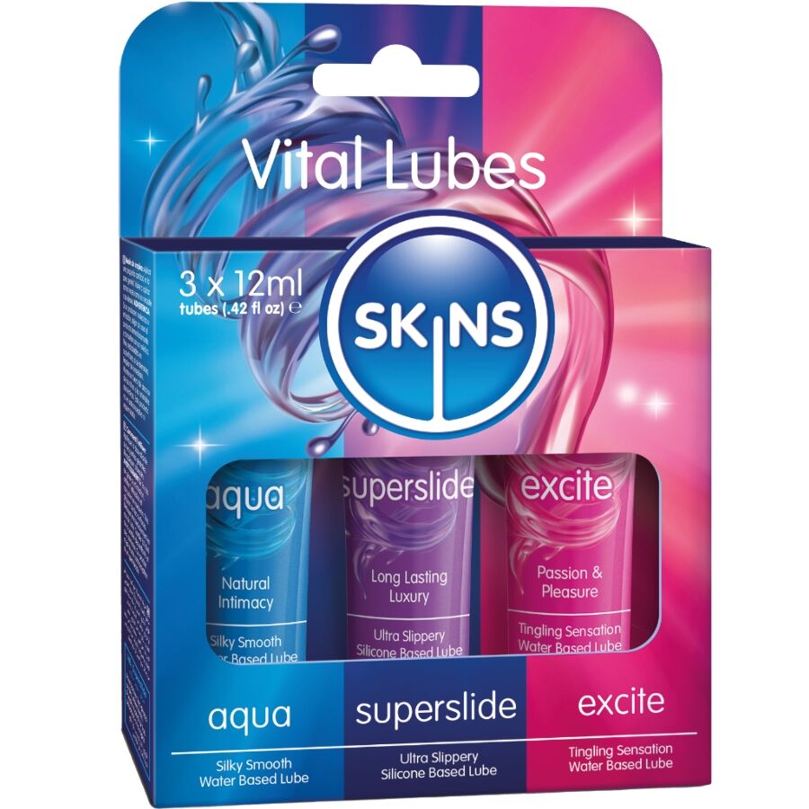 Kit Découverte 3 Lubrifiants Aqua SuperSlide Excite 3 x 12 ml - Skins