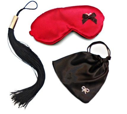 Kit Dominatrix Fouet et Masque Satin Accessoires BDSM - Inedit