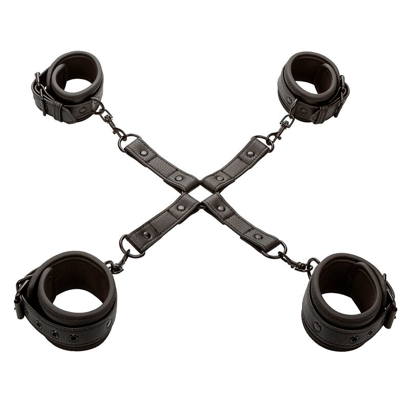 Kit Hog Tie BDSM Nocturnal 4 Menottes Réglables Ajustable Noir - CalExotics