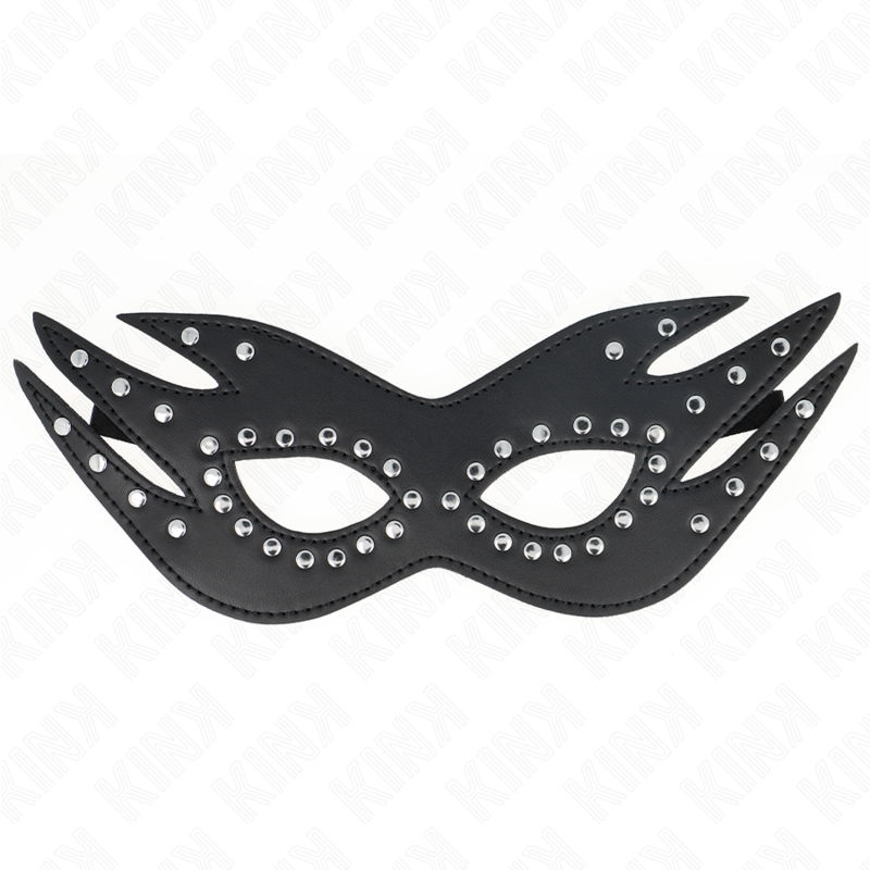 Masque BDSM Cuirette à Rivets Modèle 3 Ajustable 26 x 9,5 cm - Kink
