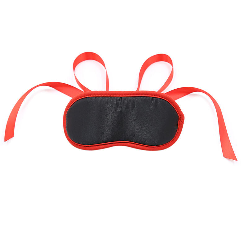 Masque Bords Rouges Noir Polyester Jeux Fétichistes - Ohmama