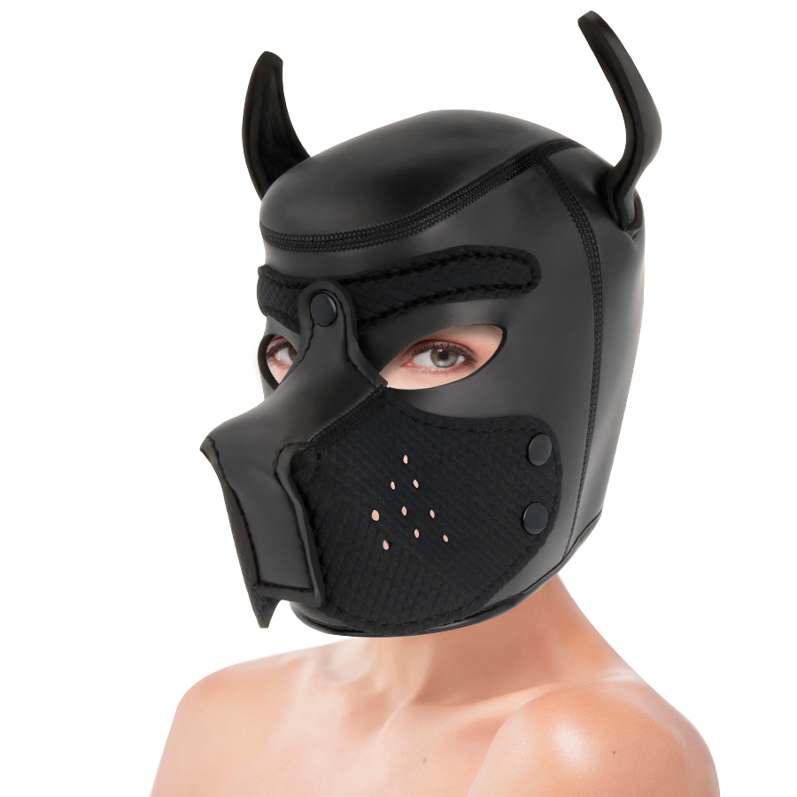 Masque Chien Néoprène Museau Amovible - Petplay BDSM - Darkness