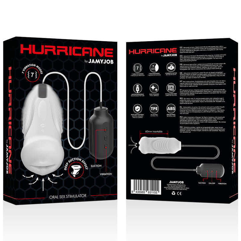 Masturbateur Oral Hurricane 7 Vibrations 7 Succions Rechargeable - Jamyjob