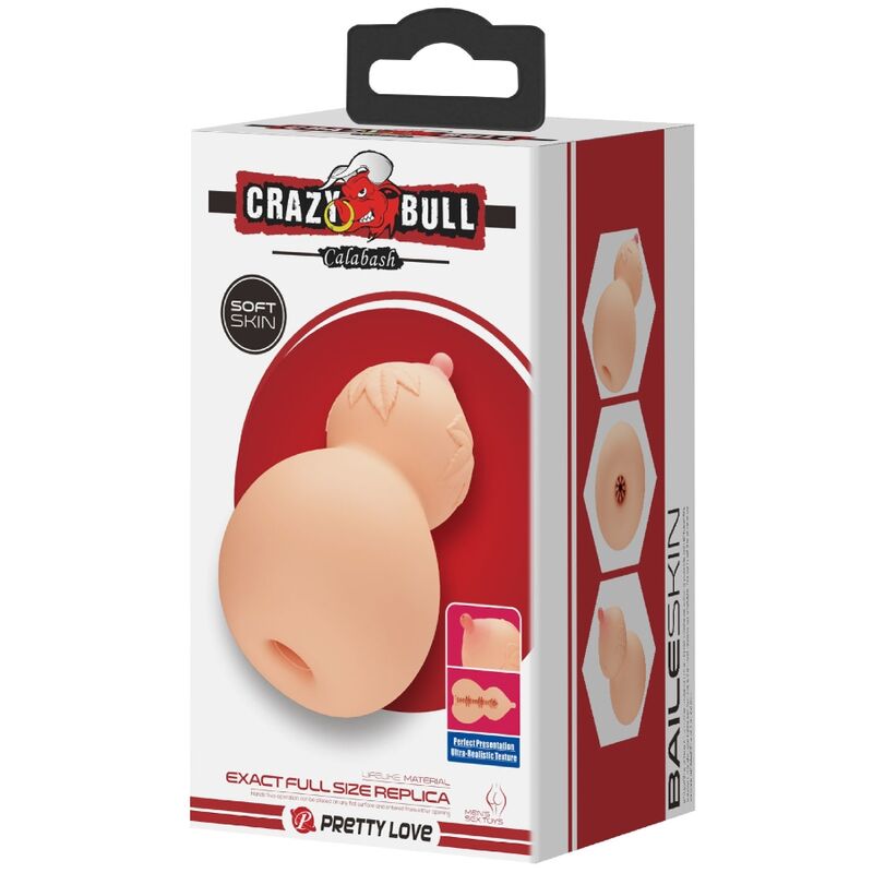 Masturbateur Poitrine Texturé Souple Étirable Étanche - Crazy Bull