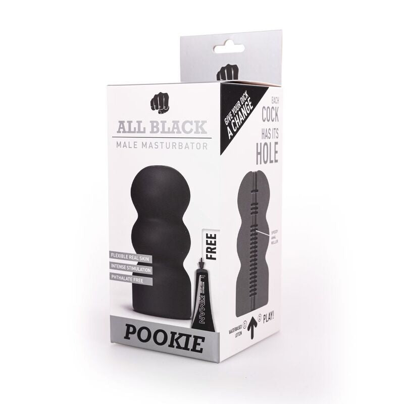 Masturbateur Pookie Design Artistique Intérieur Strié 17 cm - All Black