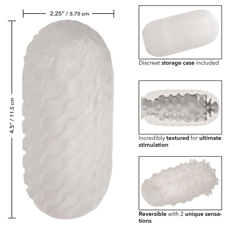 Masturbateur Réversible Nubby Texturé Extrémité Fermée Étui Inclus - CalExotics