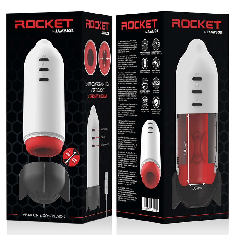 Masturbateur Rocket Compression Douce et Vibration 7 Modes Rechargeable - Jamyjob