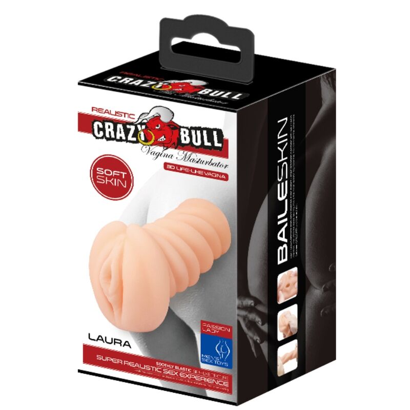 Masturbateur Vagin Portable Tunnel Nervuré Texturé Étanche - Crazy Bull