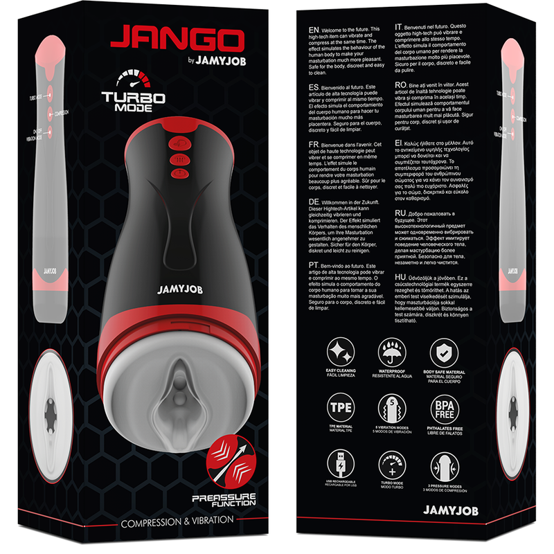 Masturbateur Vibrant Jango Compression et Vibration Rechargeable - Jamyjob