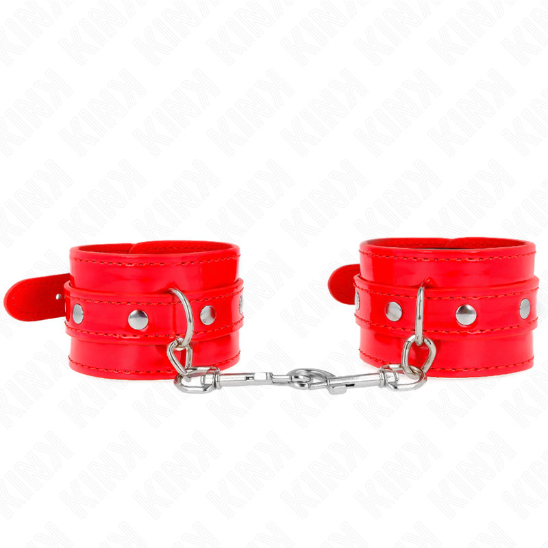 Menottes BDSM Brillantes Rouge Ajustables 23-33 cm - Kink