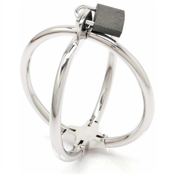 Menottes BDSM Croisées Acier Inoxydable Verrou Robuste - Metal Hard