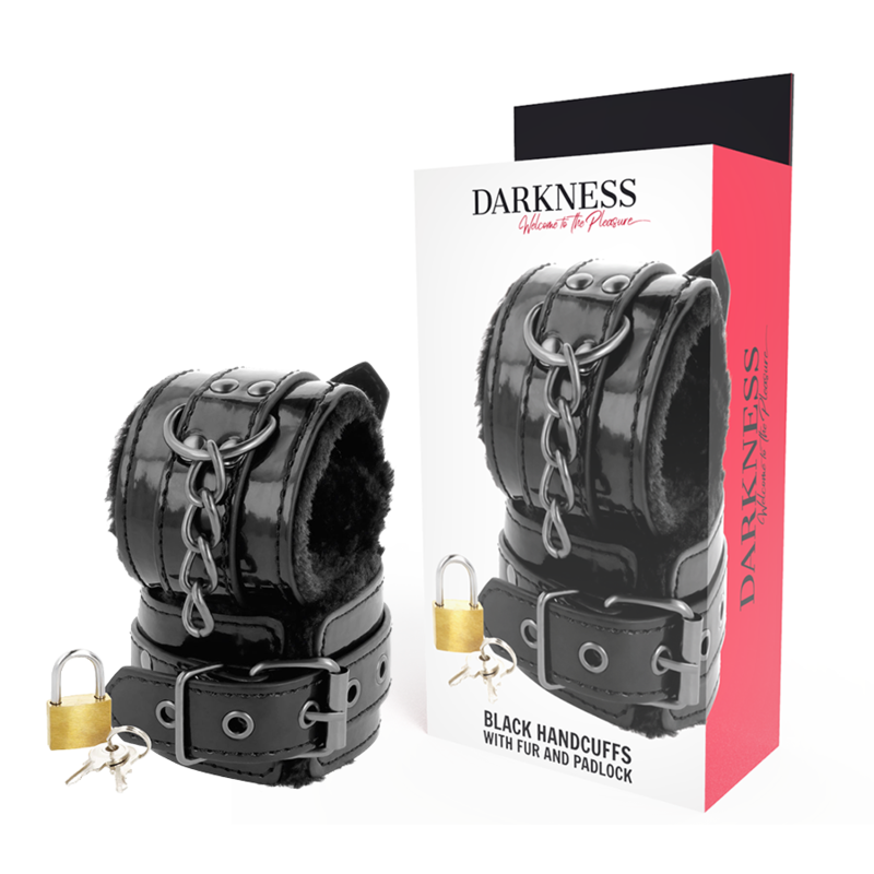 Menottes BDSM Cuir Ajustables avec Cadenas Poignets Chevilles - Darkness