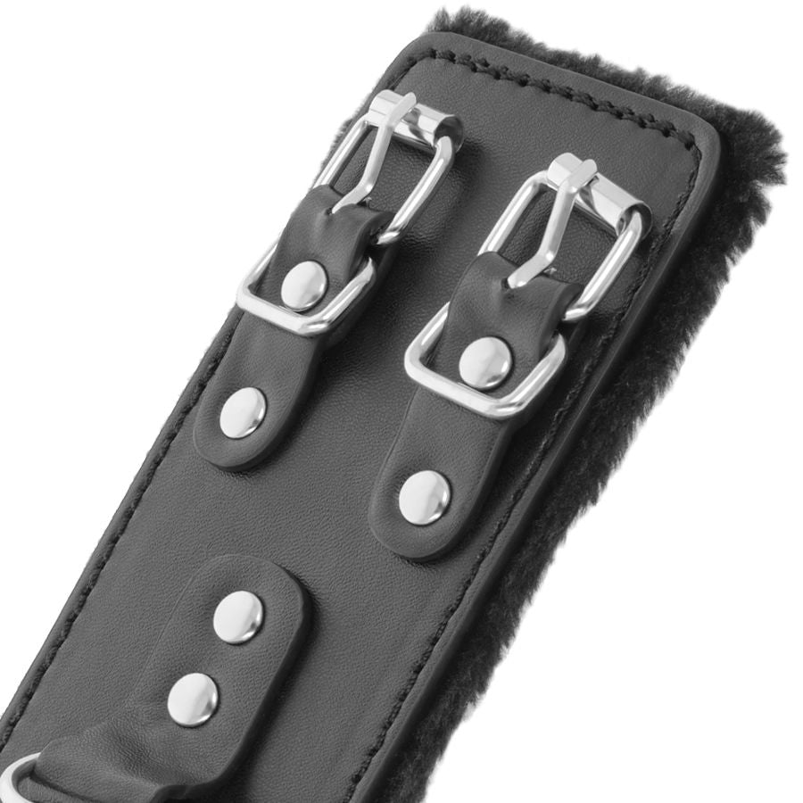 Menottes BDSM Cuir Doublées Réglables Poignets et Chevilles - Darkness