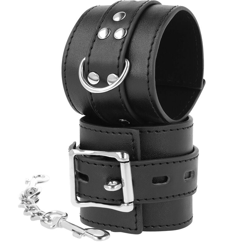 Menottes BDSM Cuir Synthétique Boucles Réglables Néoprène - Darkness