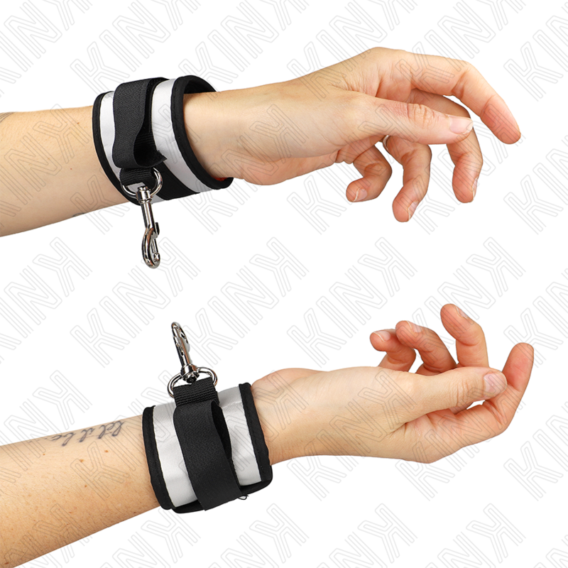 Menottes Poignets BDSM Néoprène Gris Confort 23 x 5 cm - Kink