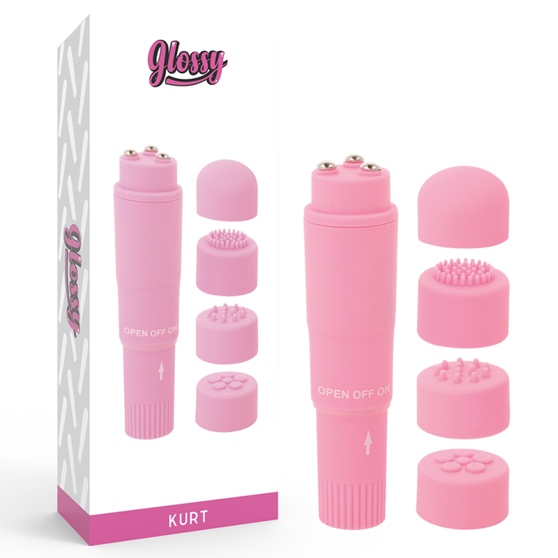 Mini Vibromasseur de Poche Kurt - 4 Têtes Interchangeables - Glossy