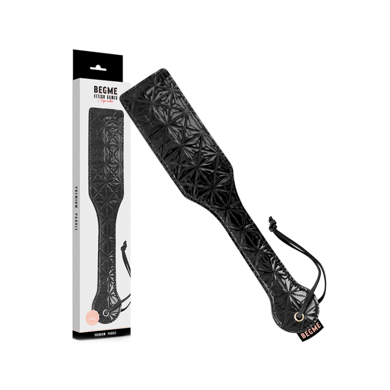Paddle BDSM Cuir Végétalien Édition Noir 32 cm - Begme
