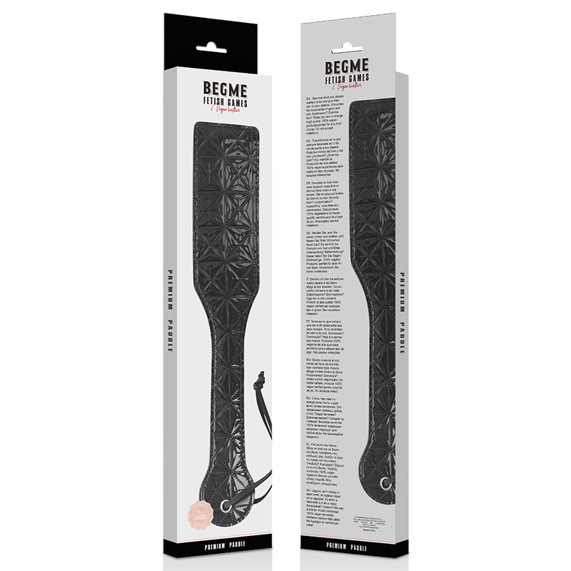 Paddle BDSM Cuir Végétalien Édition Noir 32 cm - Begme