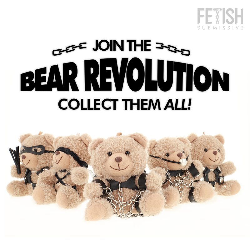 Peluche Ours BDSM Yogi Harnais Cuir et Menottes Porte-Clés - Fetish Submissive