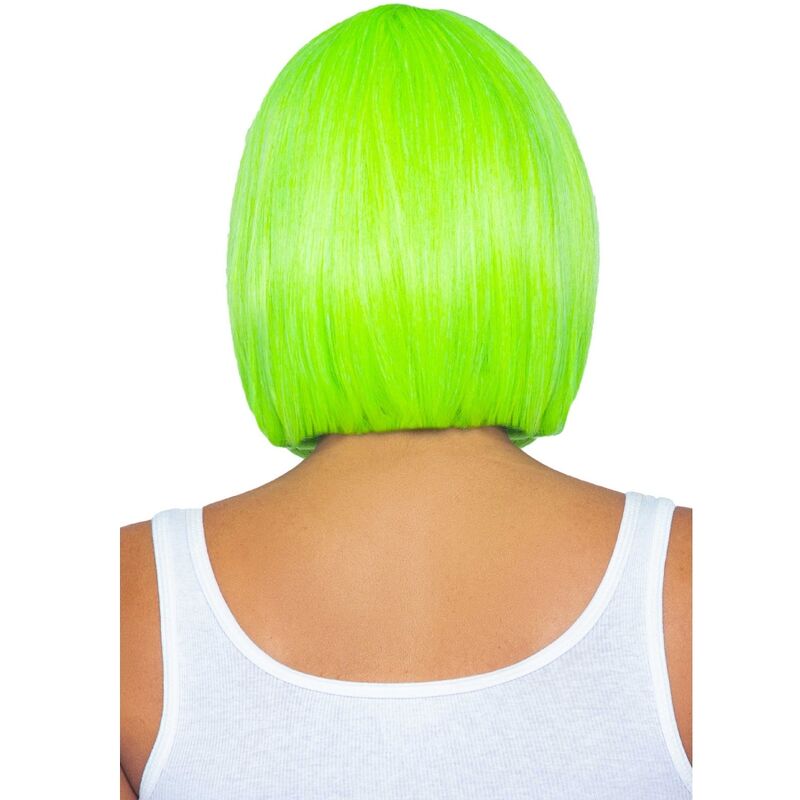 Perruque Bob Fluorescente Vert Fluo Coupe Carré Effet Lumière Noir - Leg Avenue