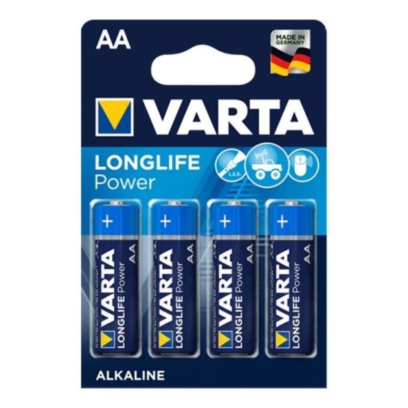 Piles Alcalines AA LR6 Longlife Power 1,5V Lot de 4 - Varta