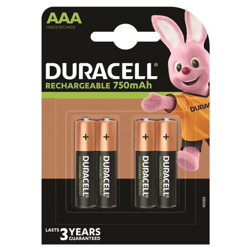 Piles Rechargeables AAA HR03 750mAh NiMH Lot de 4 - Duracell