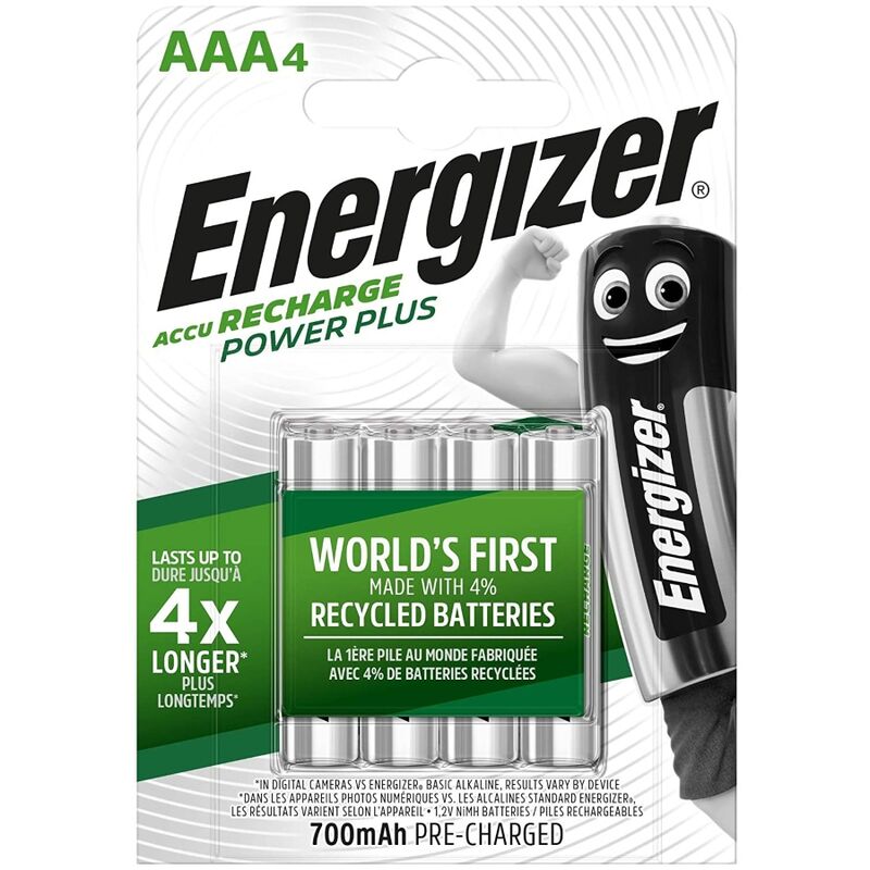 Piles Rechargeables AAA Recharge Power Plus 700 mAh Pack de 4 - Energizer