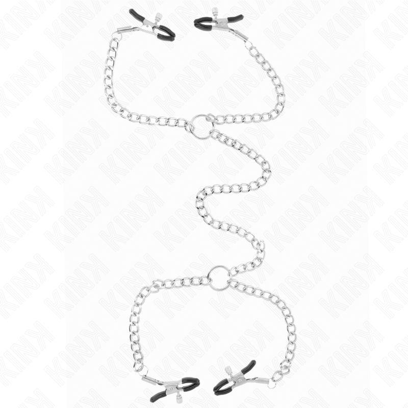Pinces à Tétons BDSM Chaîne 32 cm avec 4 Pinces et Chaînes 14 cm - Kink