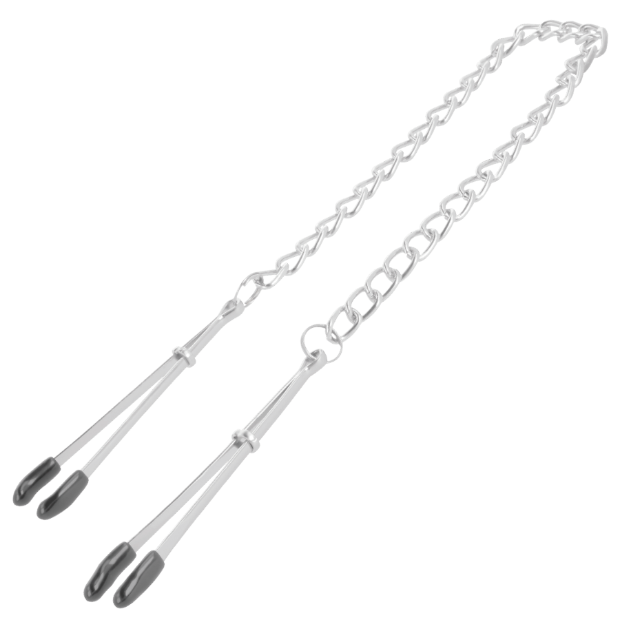 Pinces à Tétons BDSM Réglables Métal Sans Nickel avec Chaîne - Darkness