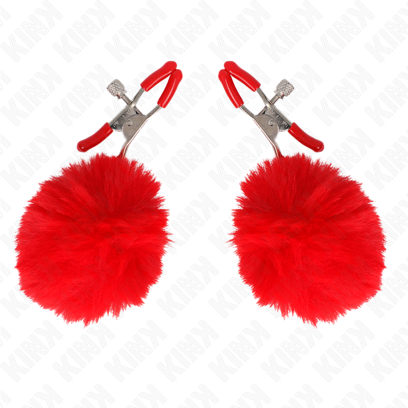 Pinces à Tétons Boule Fausse Fourrure 6 cm Ajustables - Kink