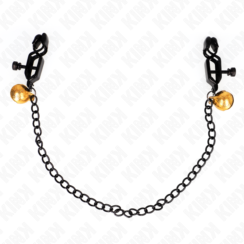 Pinces à Tétons Chaîne Plate et Cloches Argent 30 cm - Kink